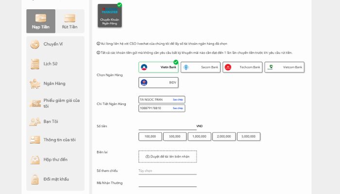 Hình ảnh cách nạp tiền h3bet