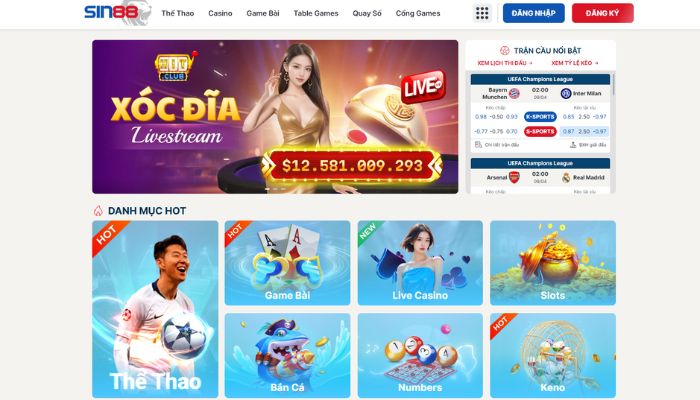 Hình ảnh nhà cái cá cược Sin88