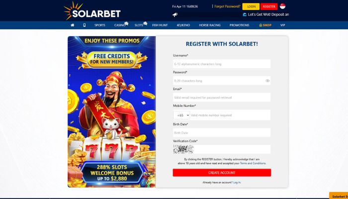 Hình ảnh form đăng ký solarbet