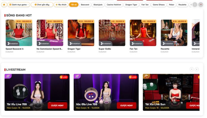 Hình ảnh live casino tại Red88