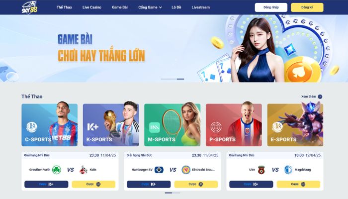 Hình ảnh tổng quan về nhà cái sky88